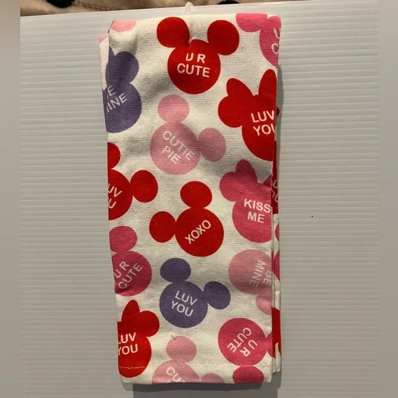 Disney Mickey & Minnie Valentine Conversation Hearts Kitchen Towels-Set of 2 NWT - Picture 2 of 3